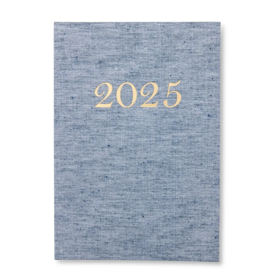 Agenda diária 2025 linho na cor azul