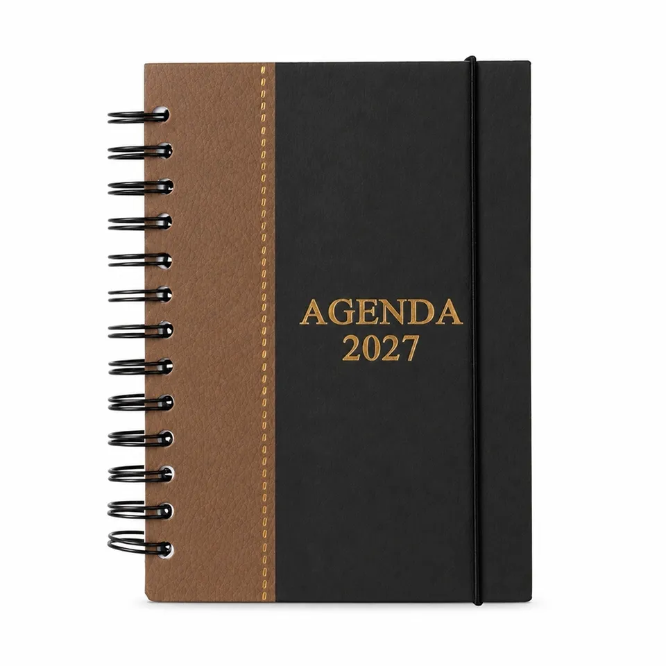 Agenda diária 2027 na cor preto