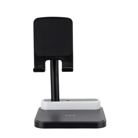 Base de carregamento com suporte celular e luminária