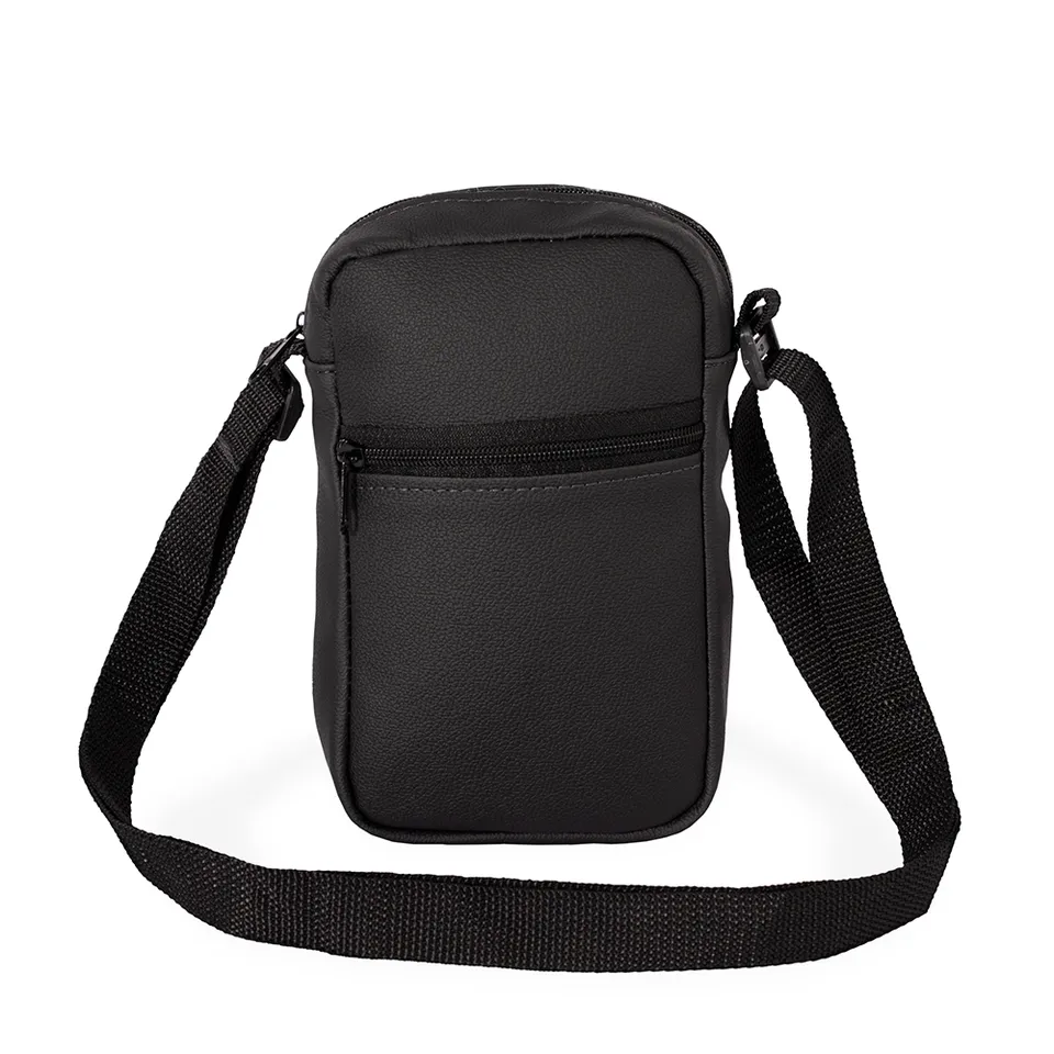 Bolsa de ombro de couro sintético personalizada na cor preto