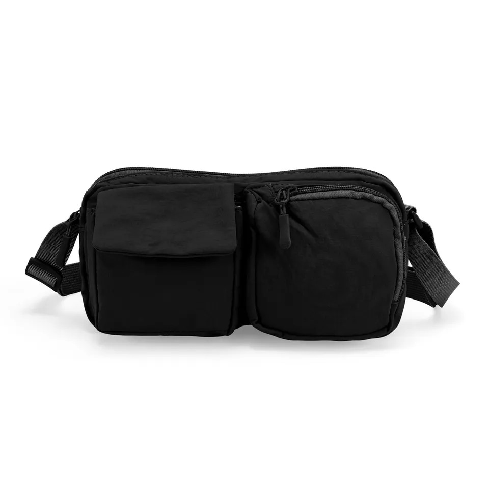 Bolsa de ombro de nylon personalizada impermeável com compartimentos na cor preto