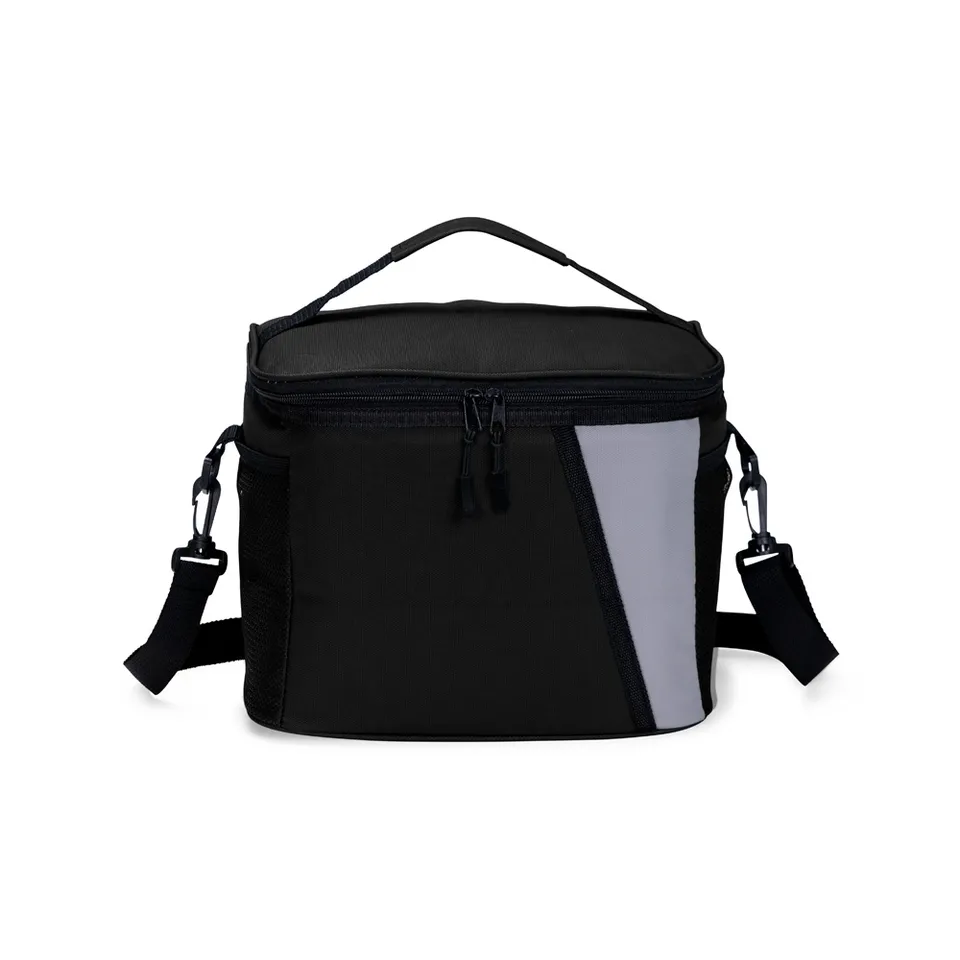 Bolsa térmica personalizada 12 litros impermeável com alça transversal 21 × 26,5 cm na cor preto