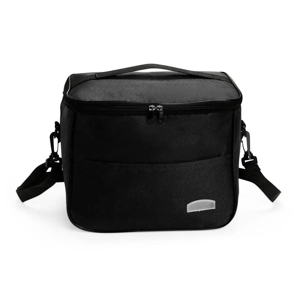 Bolsa térmica personalizada 13 litros impermeável com plaquinha na cor preto