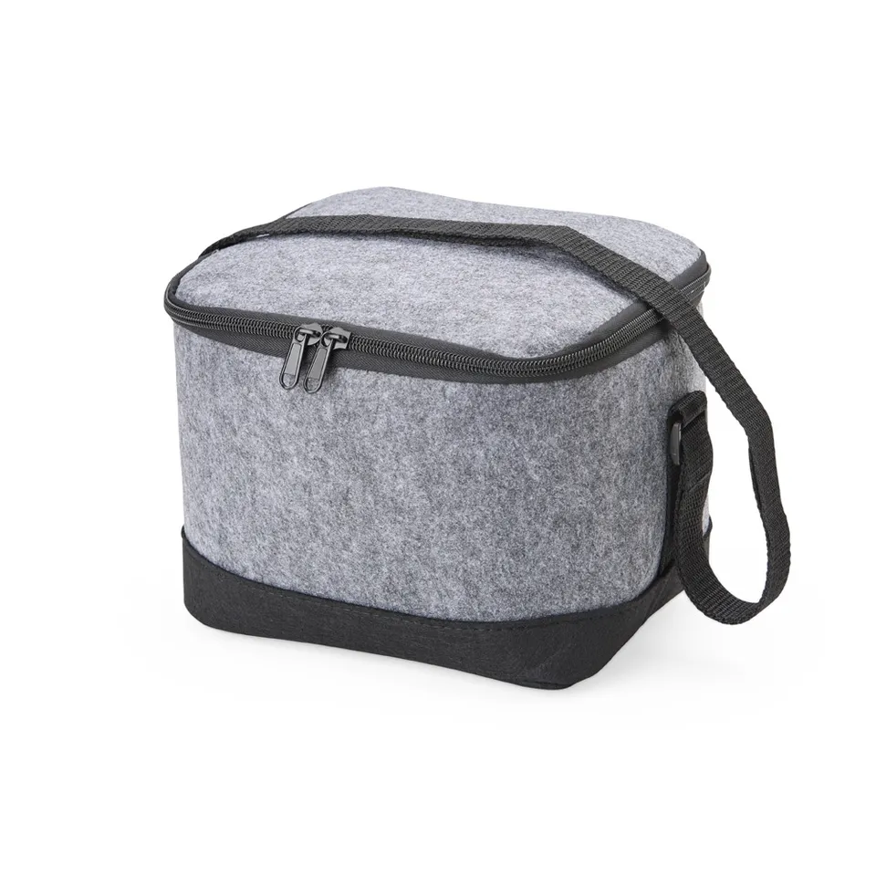 Bolsa térmica personalizada 6 litros com alça transversal na cor cinza
