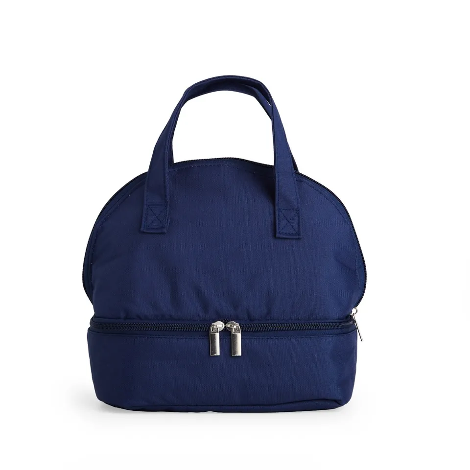 Bolsa térmica dupla personalizada 9 litros com compartimentos 24,5 × 24 cm na cor azul