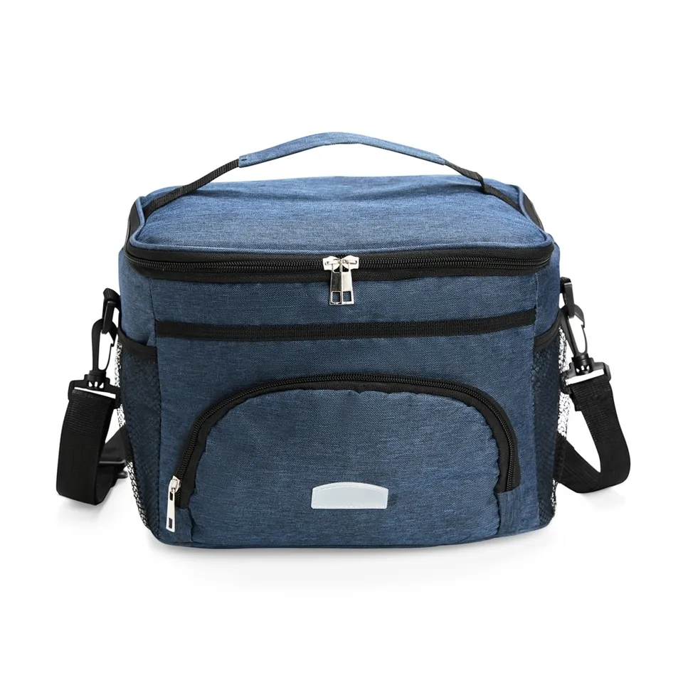 Bolsa térmica de poliéster personalizada 10 litros na cor azul