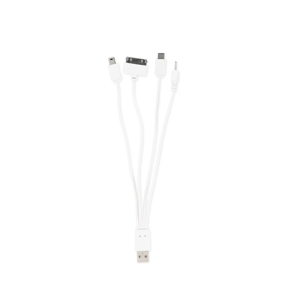 Cabo USB 4 pontas personalizado na cor branco
