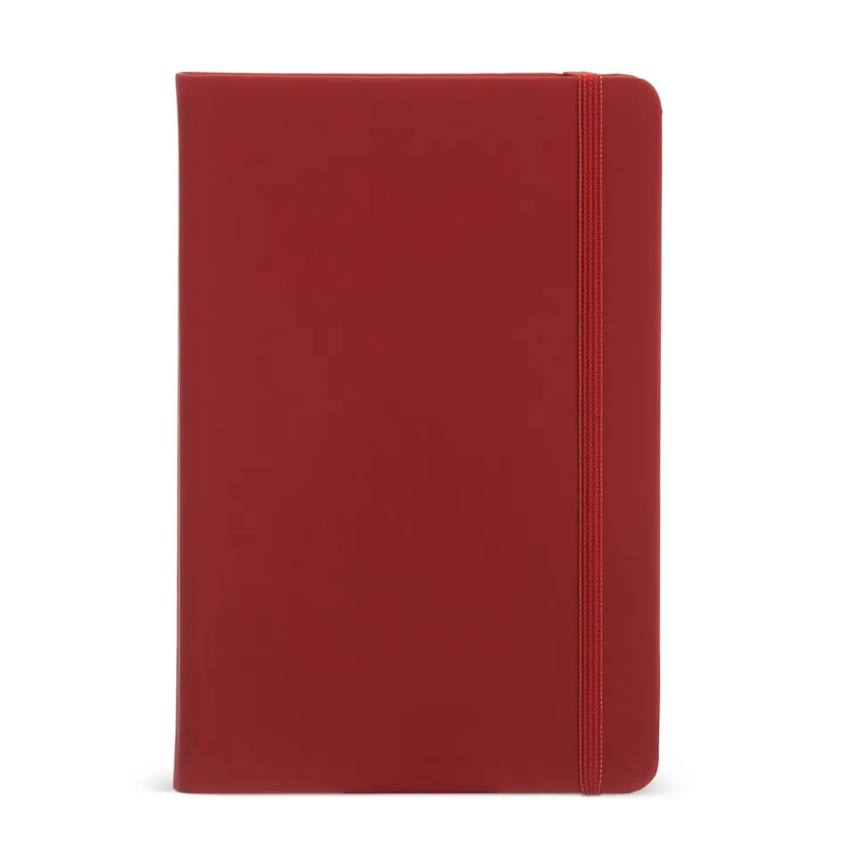 Caderneta de couro sintético personalizada 21 × 14 cm 80 folhas sem pauta na cor vermelho