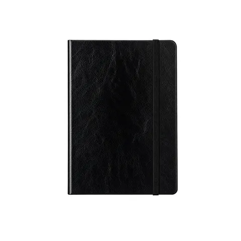 Caderneta tipo moleskine de couro sintético personalizada 80 folhas com pauta