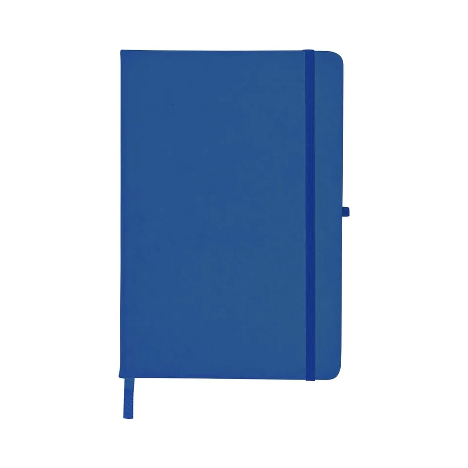 Caderneta emborrachada personalizada 80 folhas com porta-caneta sem pauta 21,2 × 14 cm na cor azul