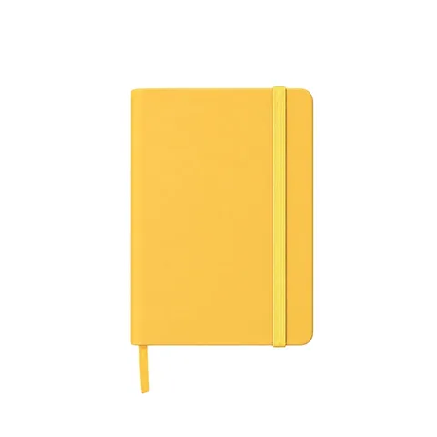 Caderneta emborrachada personalizada 80 folhas com elástico sem pauta 13,9 × 8,8 cm amarelo