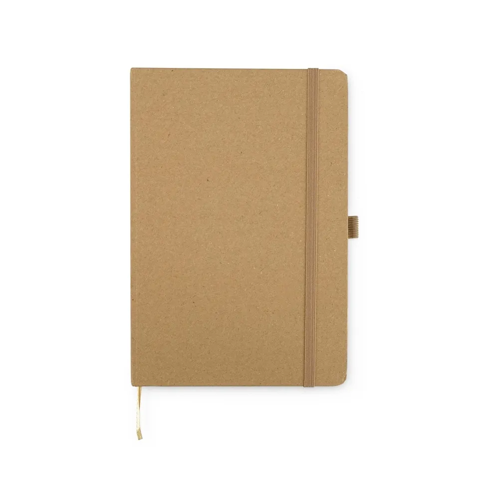 Caderneta tipo moleskine kraft personalizada 76 folhas com pauta na cor kraft