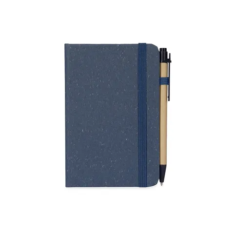 Caderneta tipo moleskine de palha de trigo personalizada com caneta