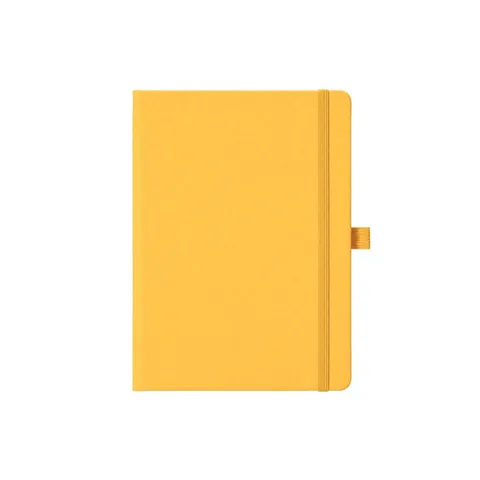 Caderneta tipo moleskine de PU personalizada 80 folhas com pauta amarelo
