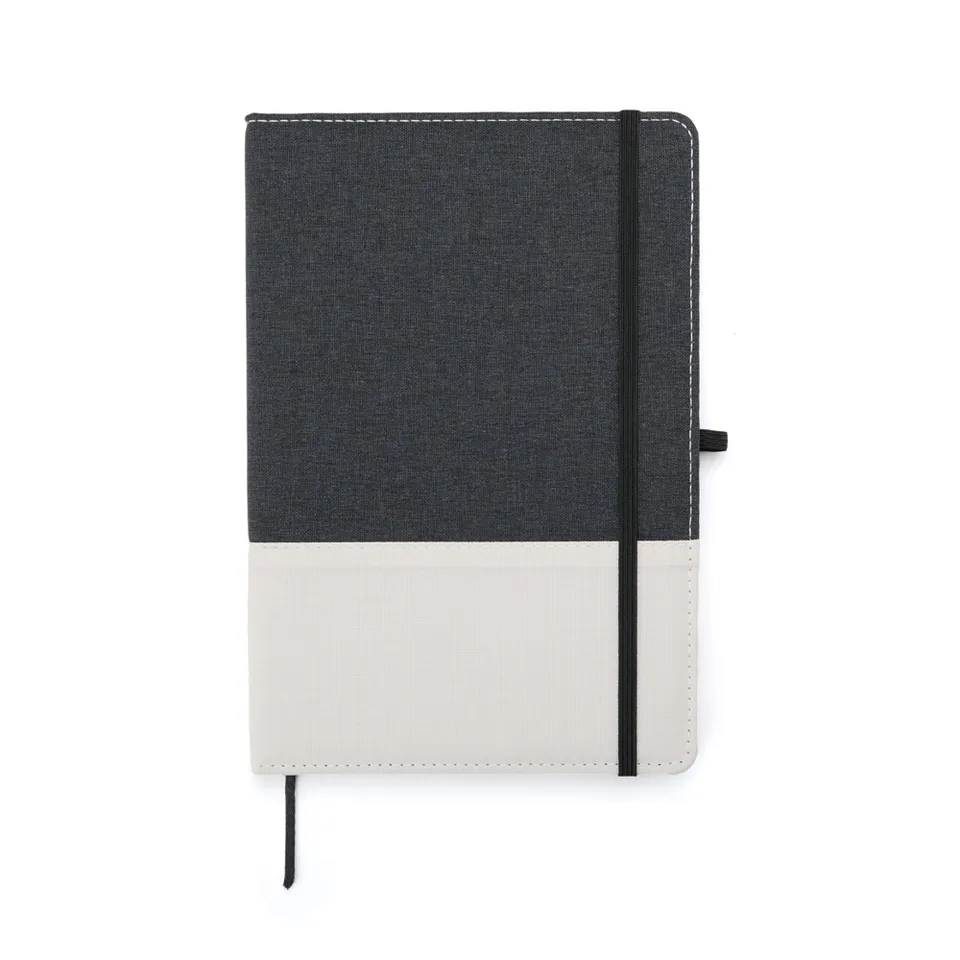 Caderno A5 de poliéster personalizado na cor bege