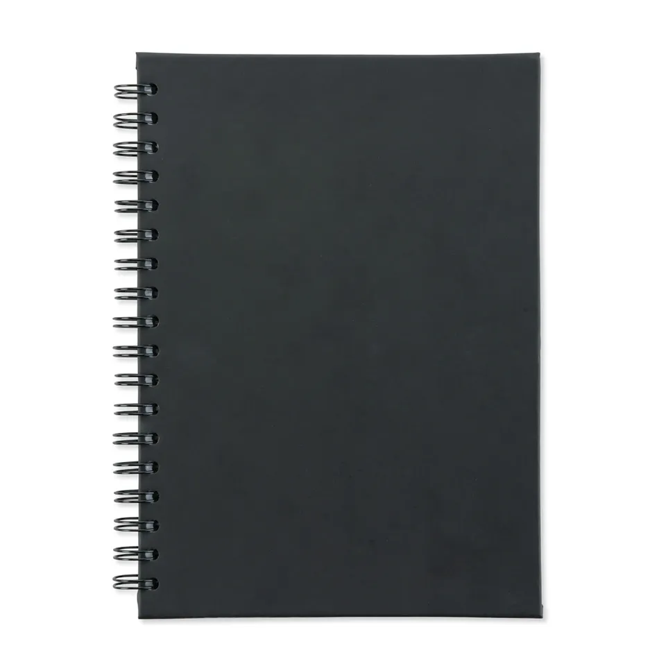 Caderno emborrachado personalizado 105 folhas com pauta na cor preto