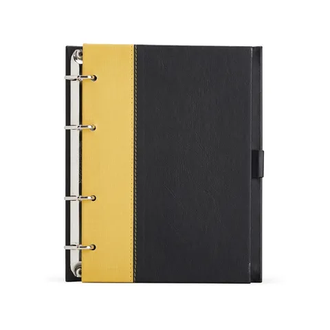 Caderno fichário de couro sintético personalizado 100 folhas com caneta