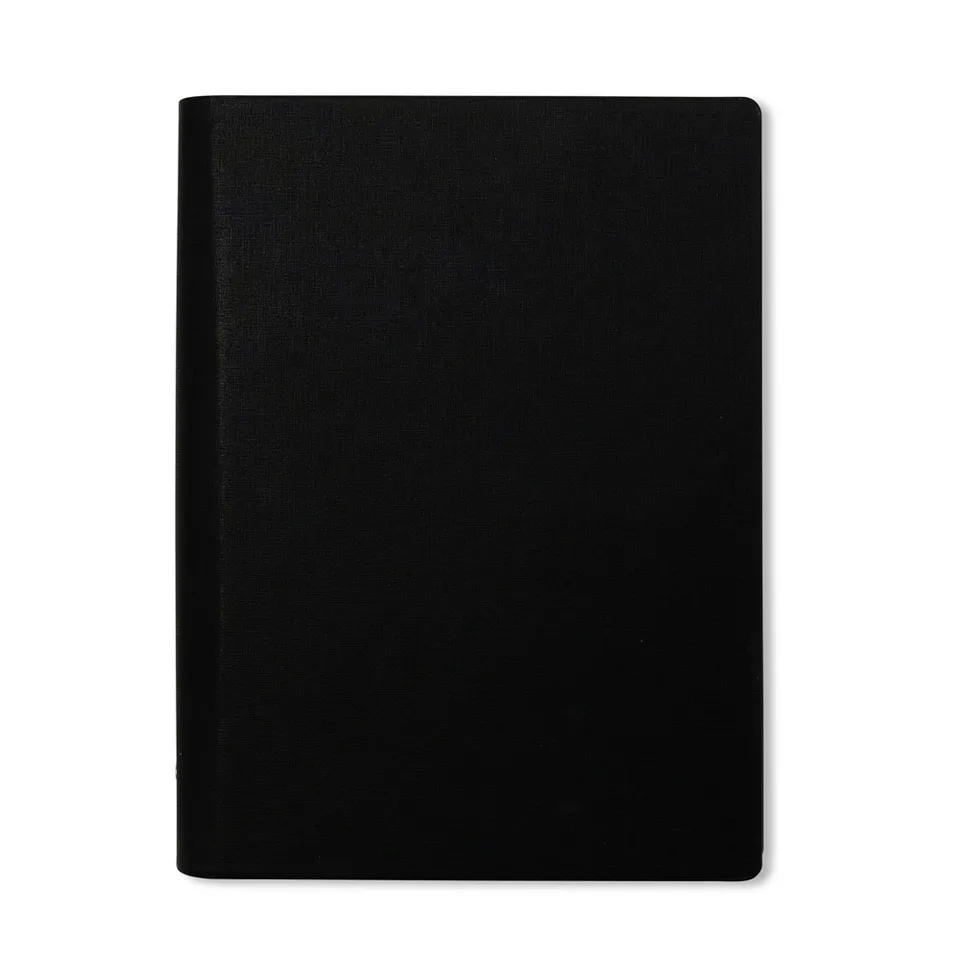 Caderno fichário de PU personalizado 96 folhas com pauta na cor preto