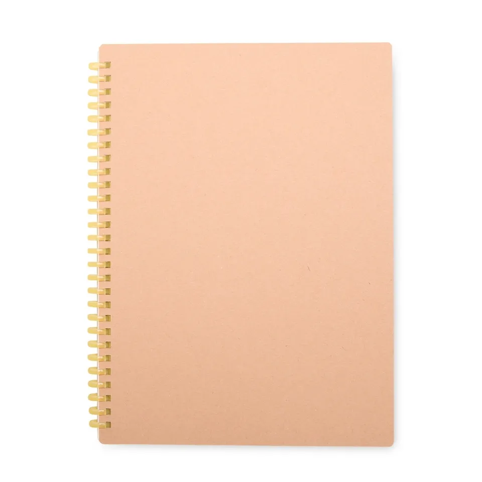 Caderno kraft personalizado 80 folhas com pauta 25,5 × 19 cm na cor amarelo