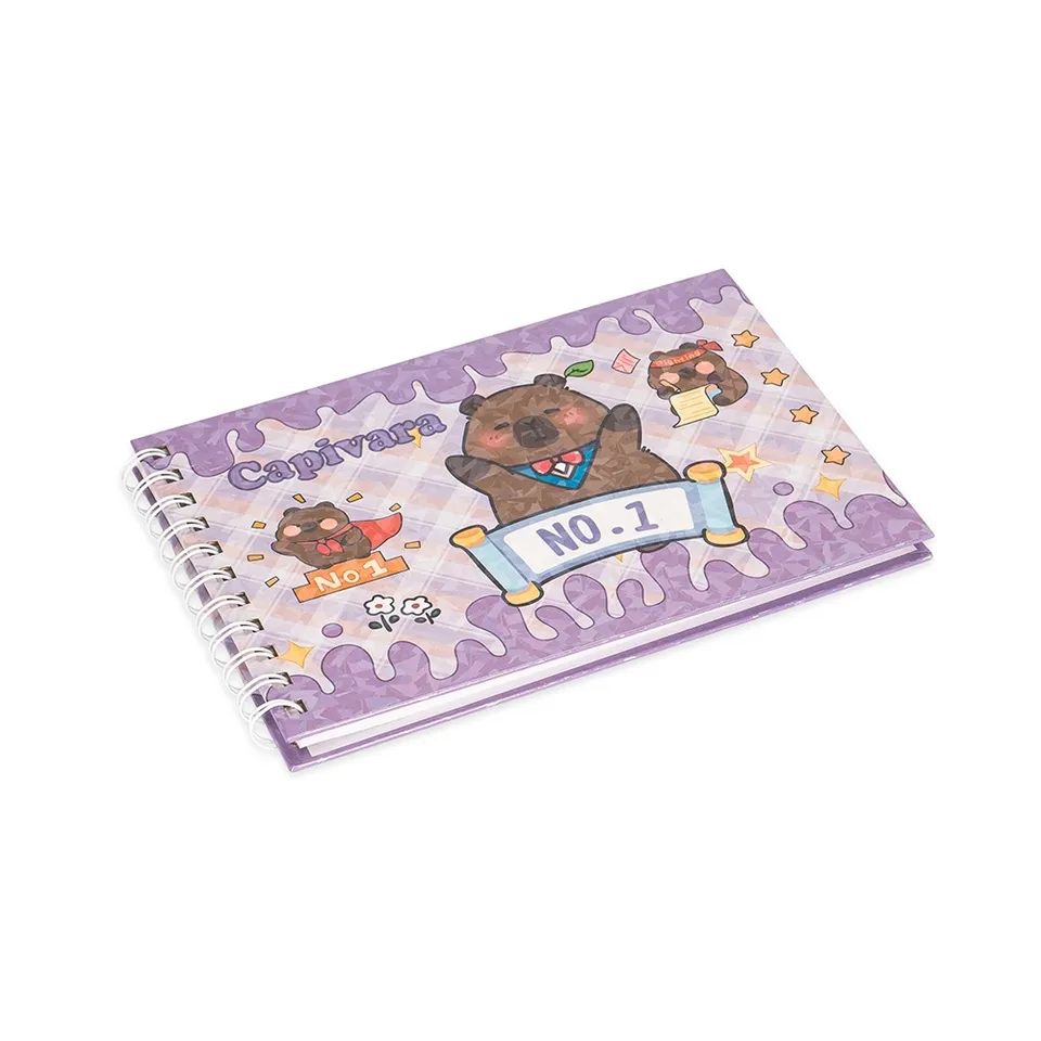 Caderno para colorir capivara personalizado 48 folhas com capa dura 14,6 × 21,3 cm na cor colorido