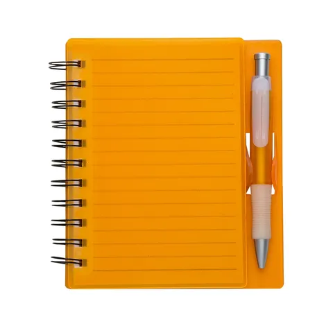 Caderno plástico personalizado com caneta