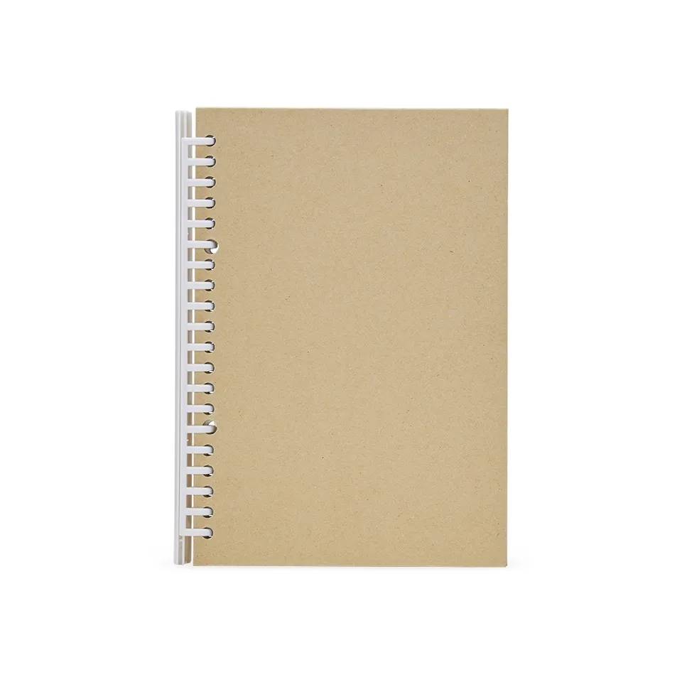 Caderno wire-o personalizado 87 folhas com capa dura e pauta na cor kraft