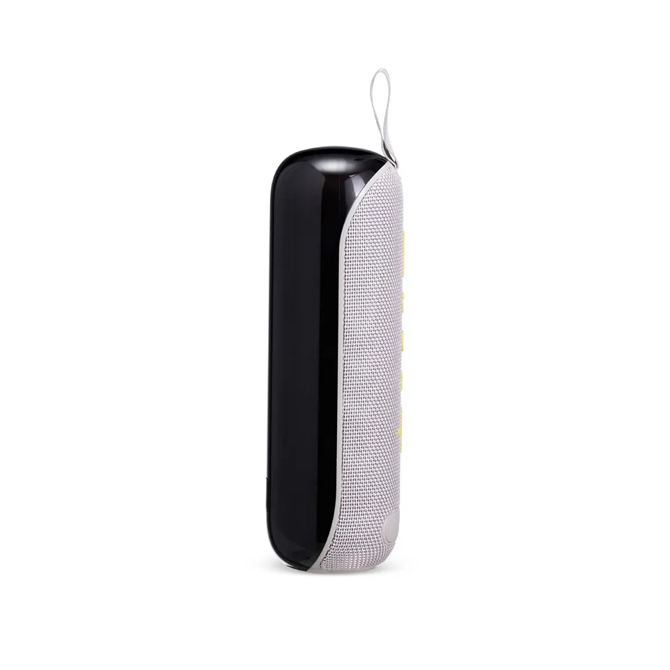 Caixa de som bluetooth personalizada TWS com rádio FM 24,9 × 8 cm na cor cinza