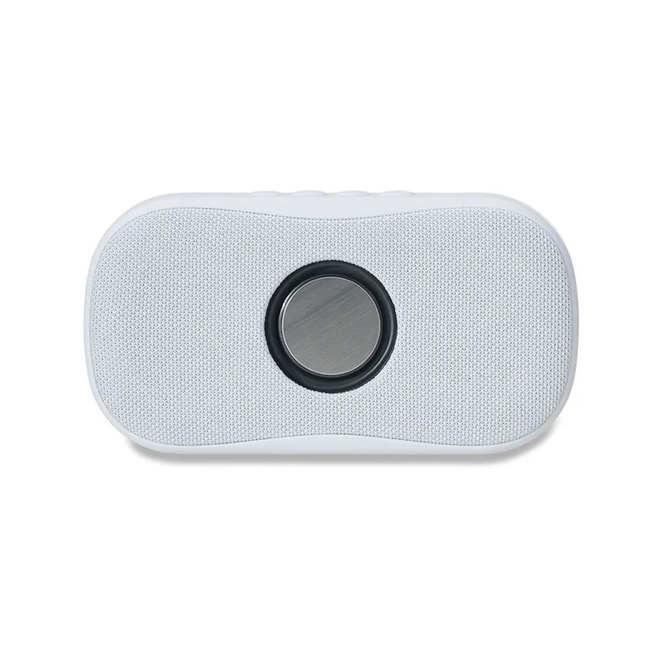 Caixa de som bluetooth multimídia personalizada com rádio FM 8,9 × 16,7 cm na cor branco