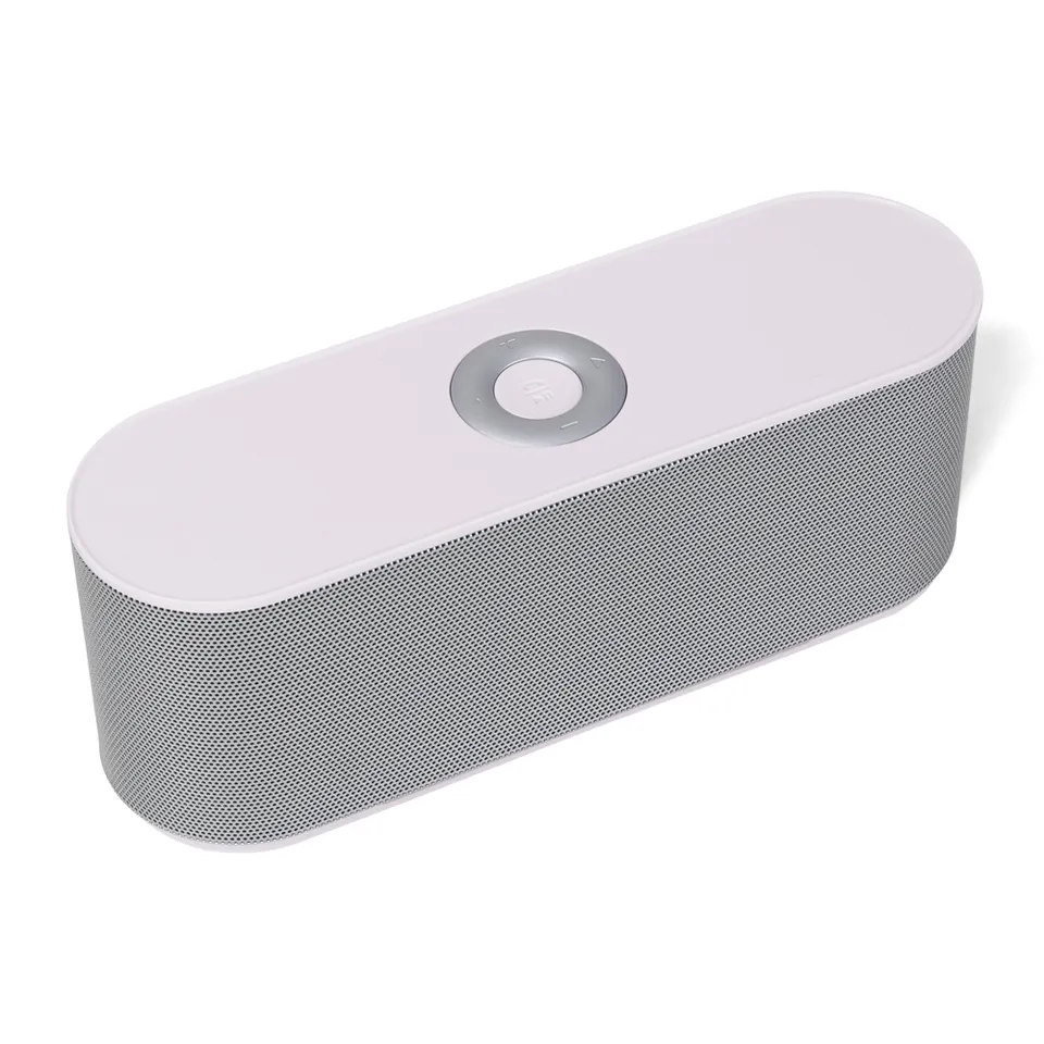 Caixa de som bluetooth multimídia personalizada com rádio FM 7,5 × 20 cm na cor prata