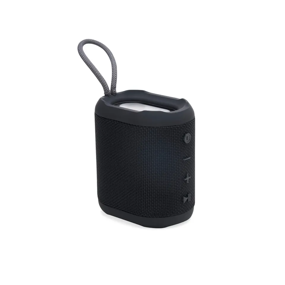 Caixa de som bluetooth multimídia personalizada TWS resistente a respingos na cor preto