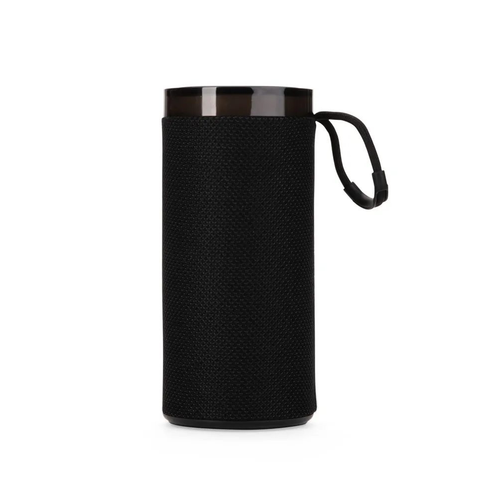 Caixa de som bluetooth multimídia TWS personalizada com luzes RGB e rádio FM 17,6 × 8 cm na cor preto