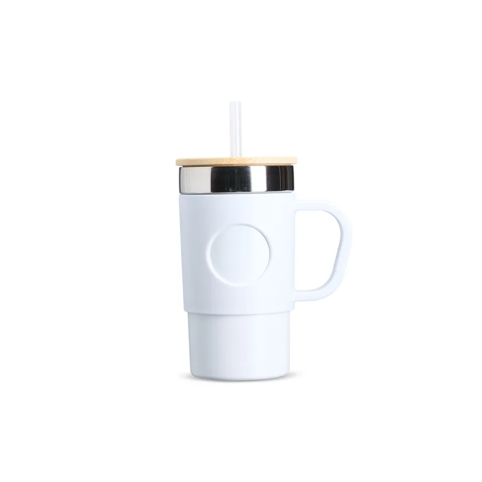 Caneca térmica personalizada 400 ml na cor branco