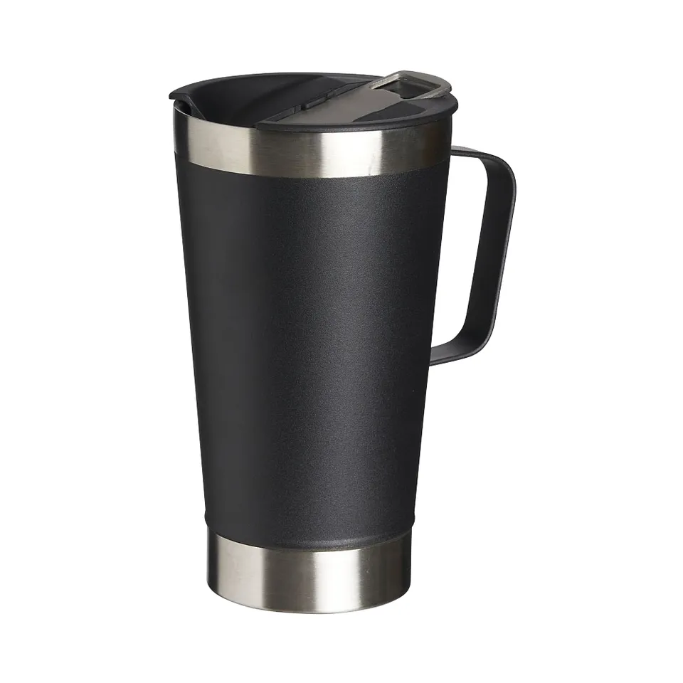 Caneca térmica lisa com abridor personalizada 500 ml na cor preto