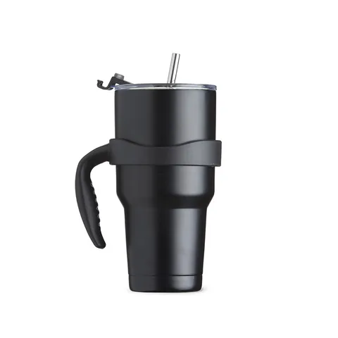 Caneca térmica de inox personalizada 800 ml com canudo de inox e bico (cód. 09097)