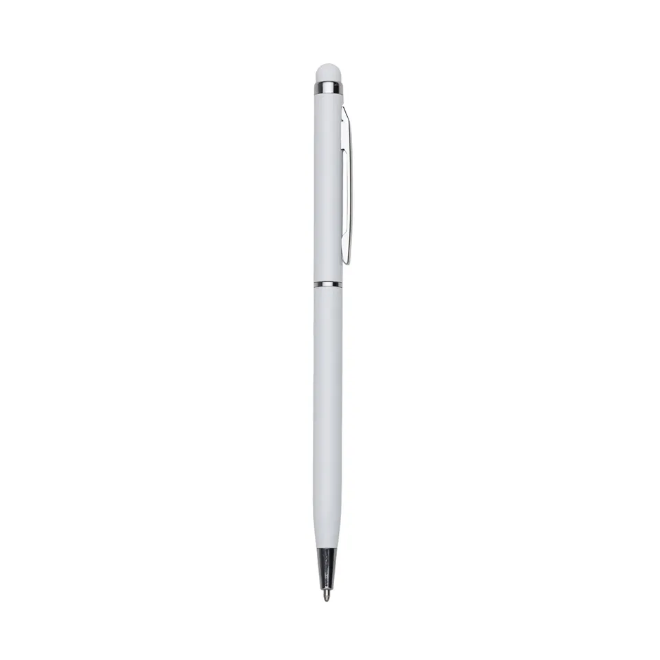 Caneta de metal touch personalizada giratória na cor branco