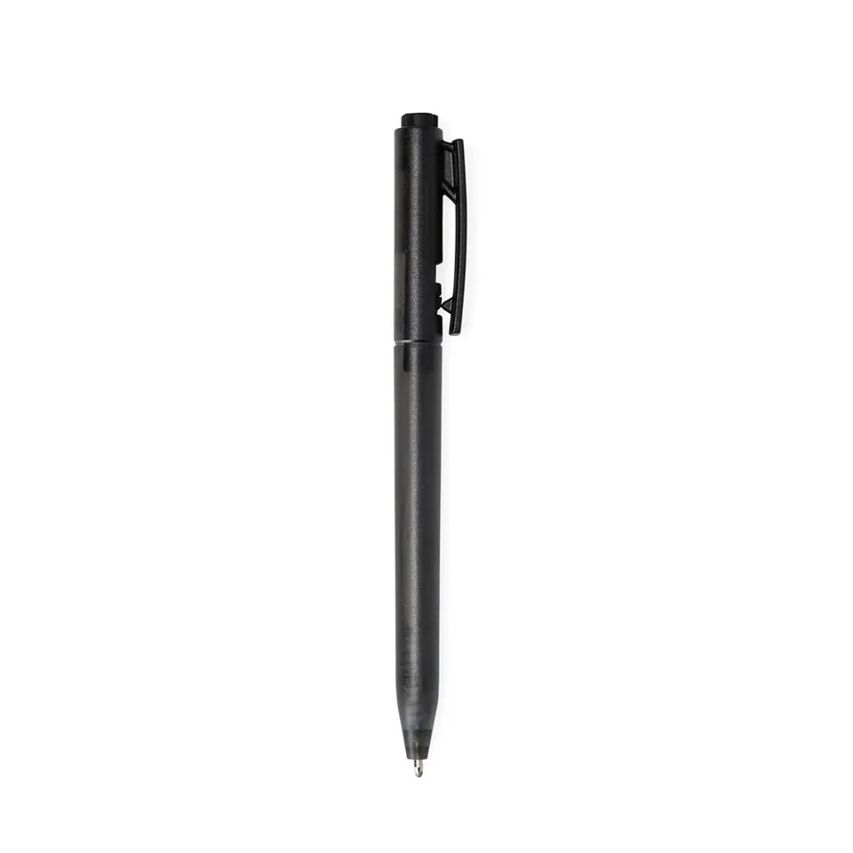 Caneta plástica personalizada translúcida com tinta preta na cor preto