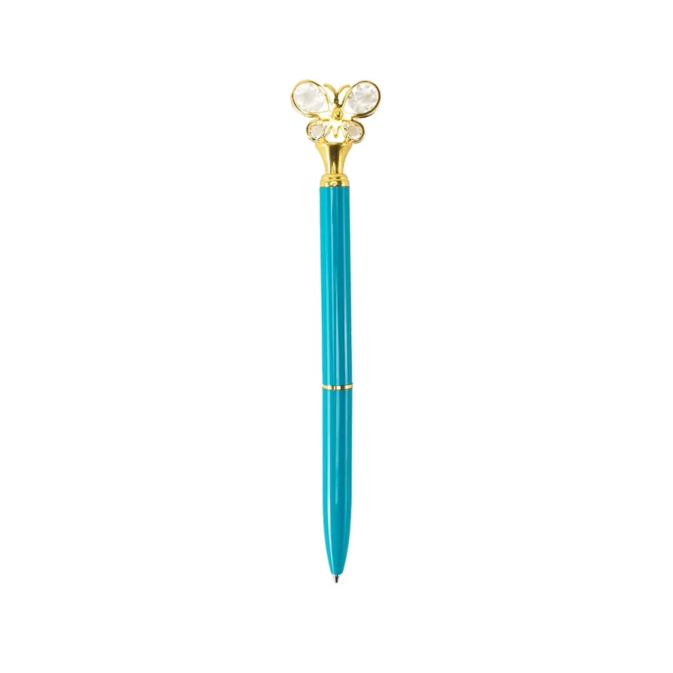 Caneta de metal personalizada giratória na cor azul