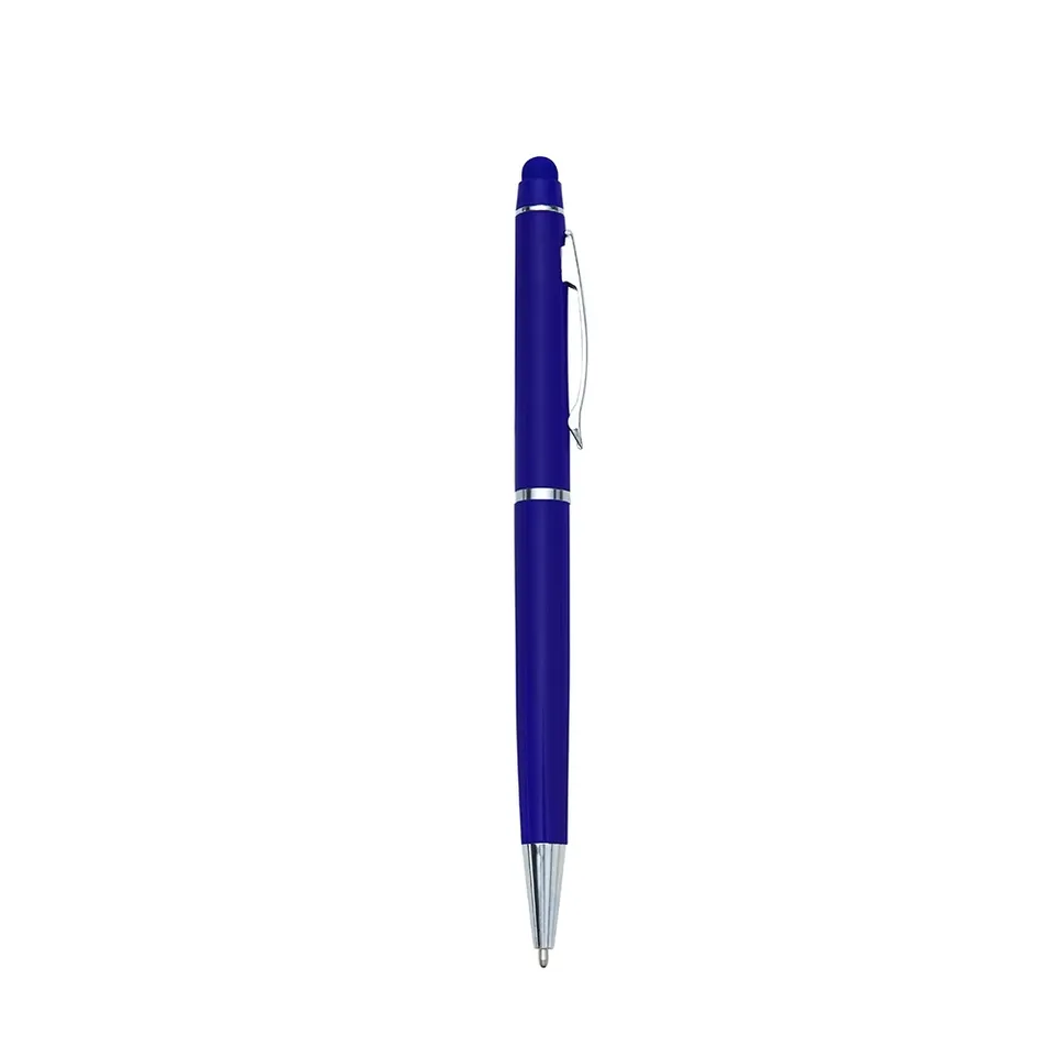 Caneta de metal touch personalizada giratória na cor azul