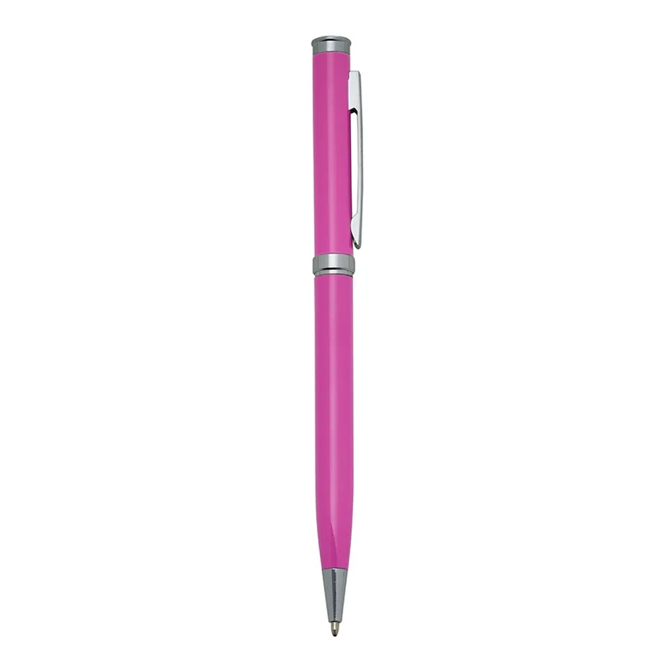 Caneta de metal personalizada giratória na cor rosa