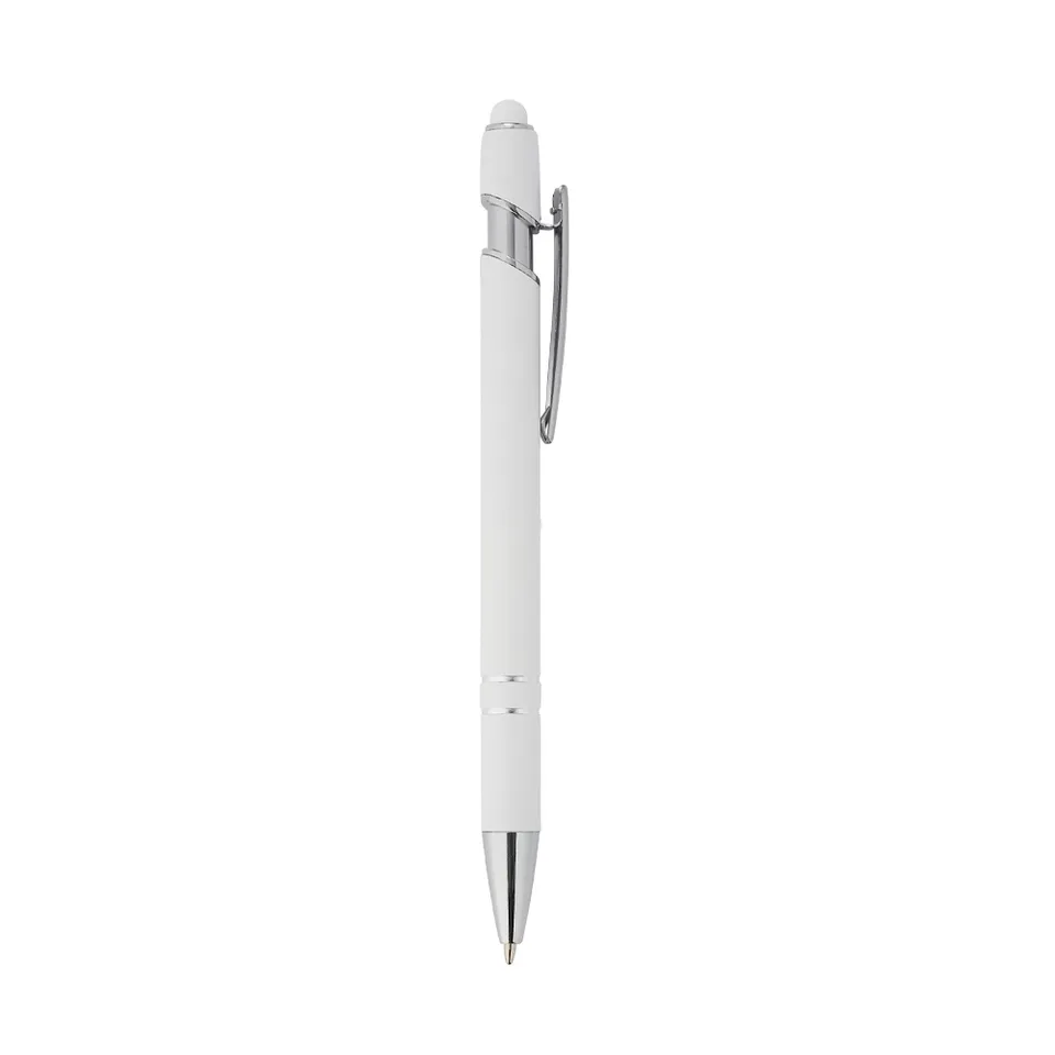 Caneta de metal touch personalizada na cor branco