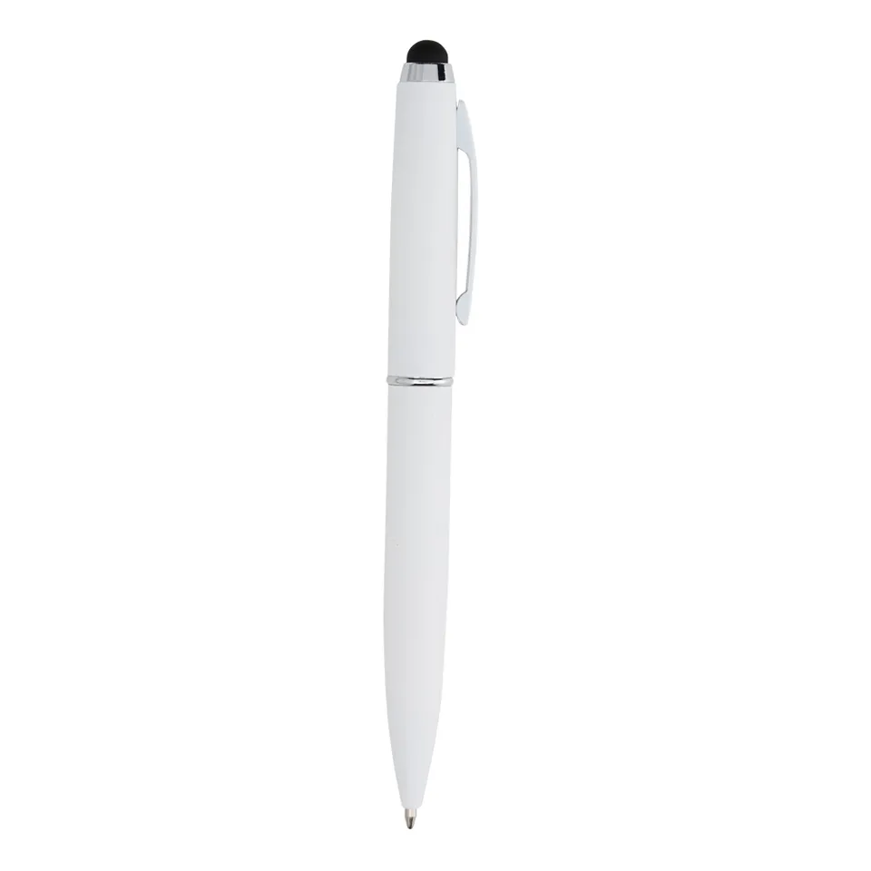 Caneta de metal touch personalizada giratória na cor branco