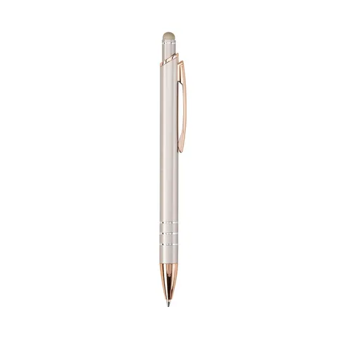 Caneta de metal touch personalizada perolada com relevo (cód. 08161TF)