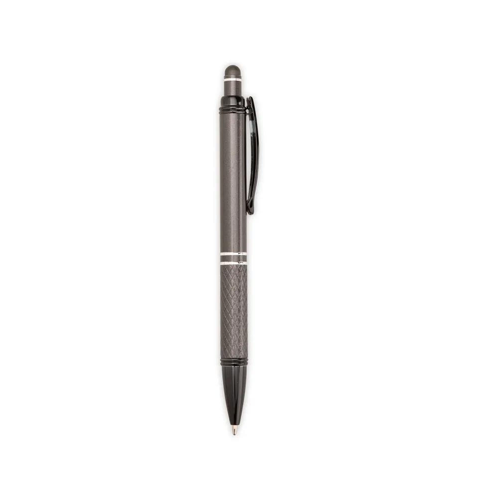 Caneta de metal touch personalizada texturizada na cor prata