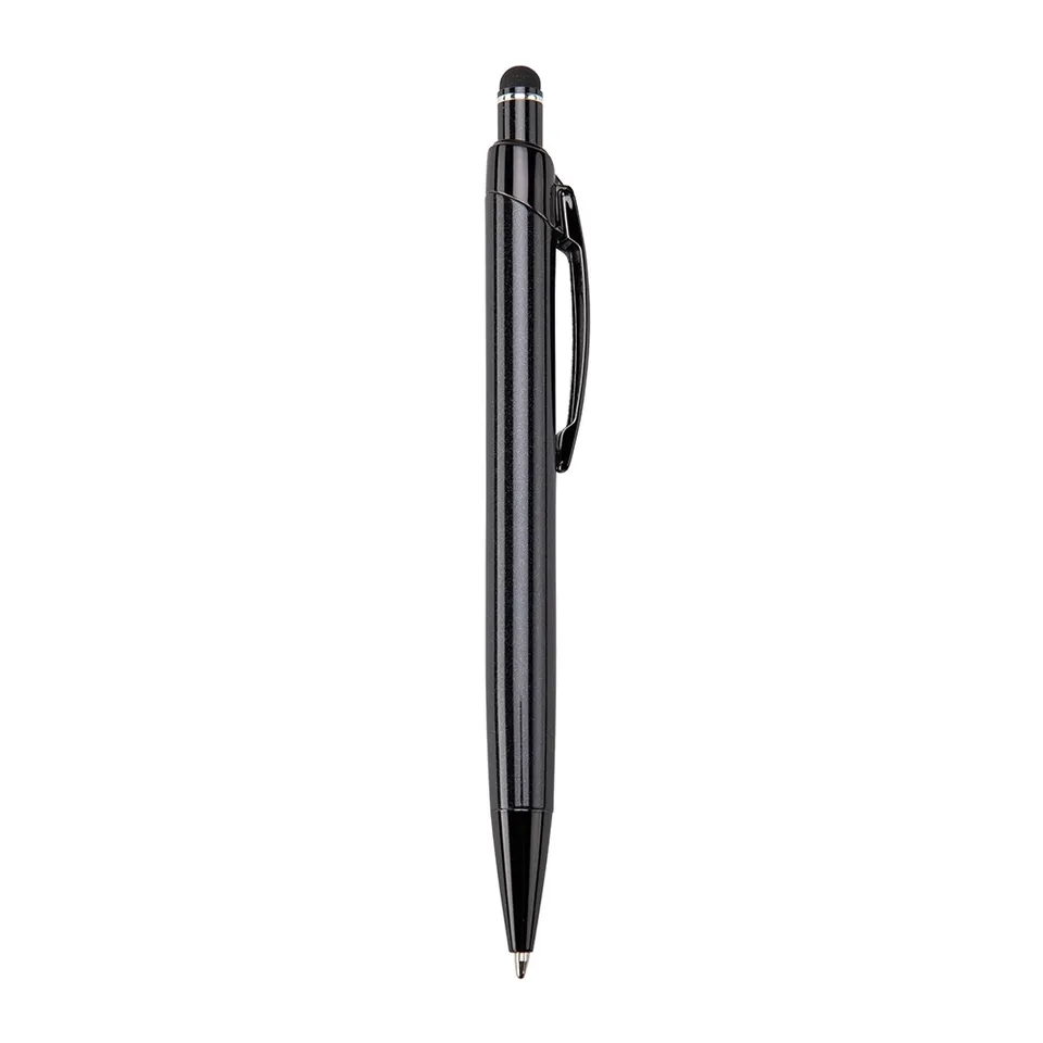 Caneta de metal touch personalizada brilhante na cor preto
