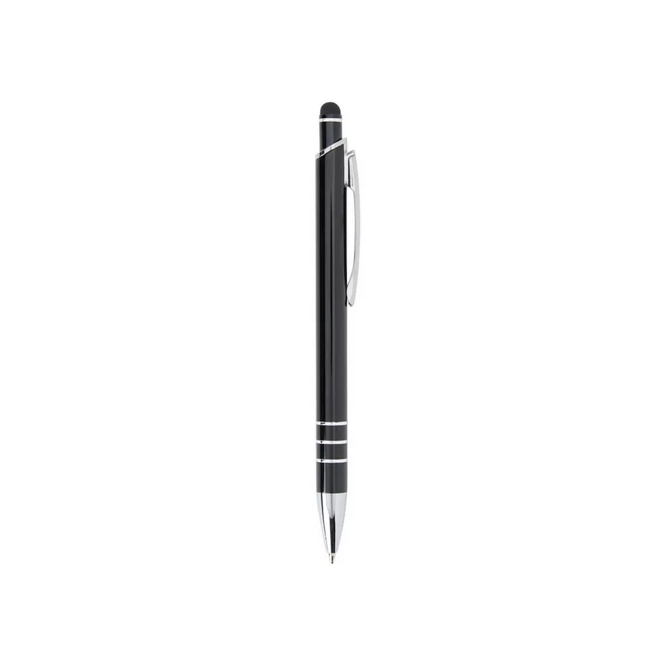 Caneta de metal touch personalizada com clip de metal na cor preto