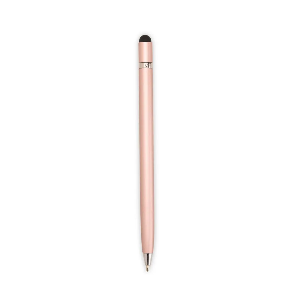 Caneta de metal touch personalizada giratória na cor rosa