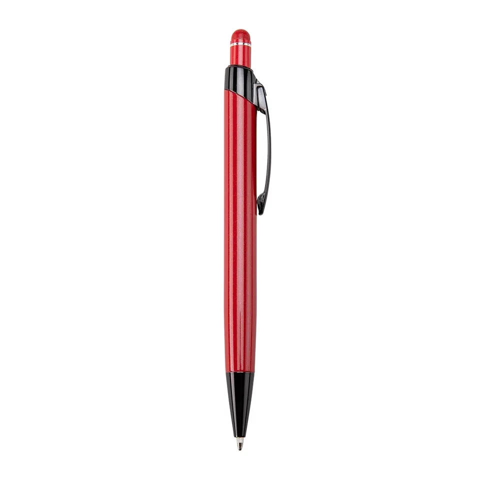 Caneta de metal touch personalizada brilhante na cor vermelho