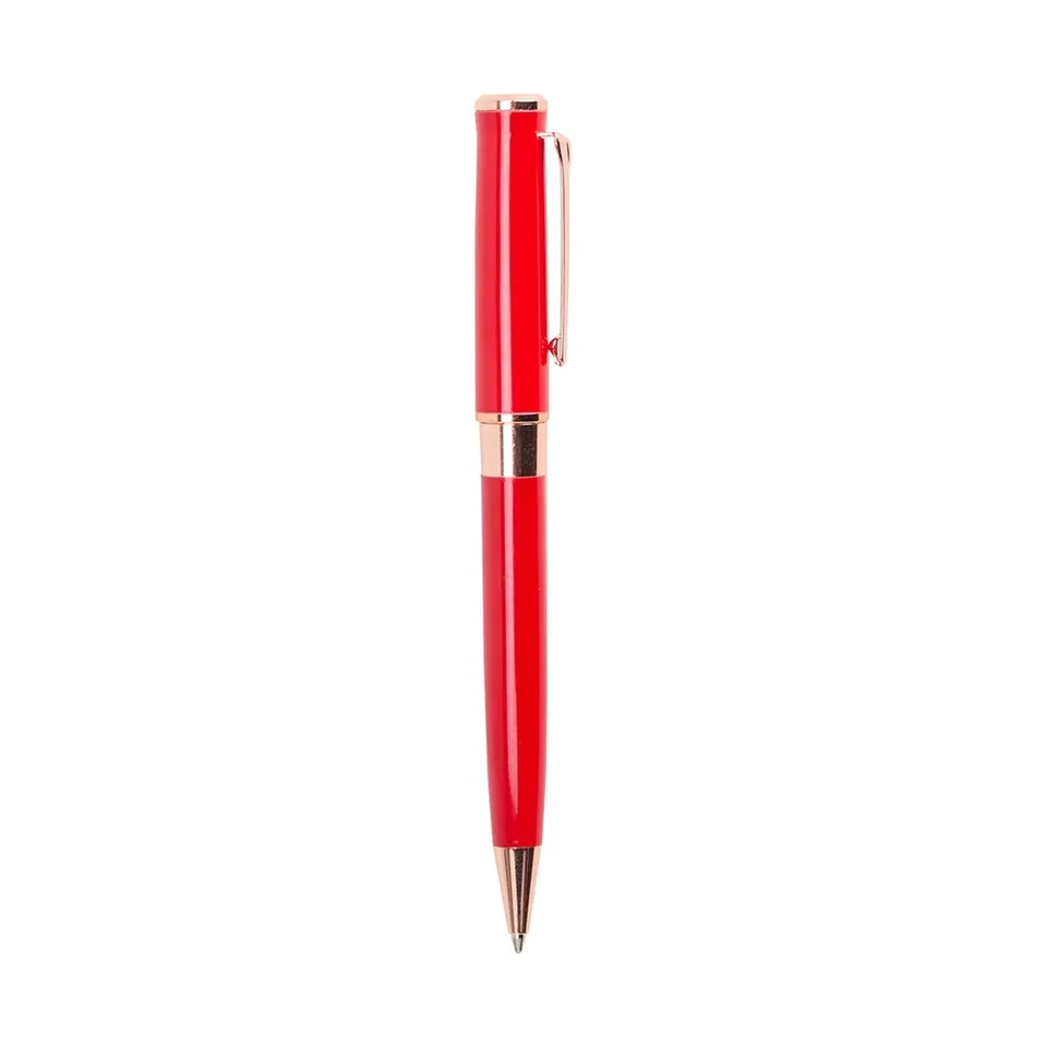 Caneta de metal personalizada giratória toda em metal na cor vermelho
