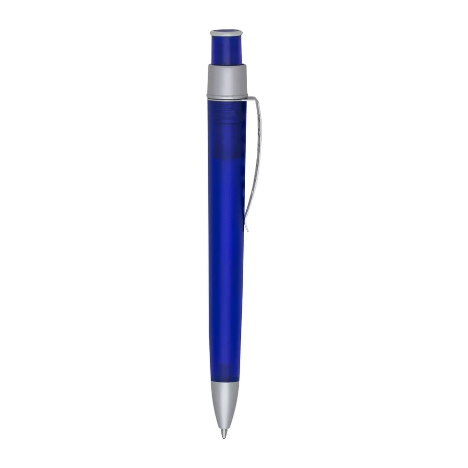 Caneta plástica personalizada com clip de metal na cor azul