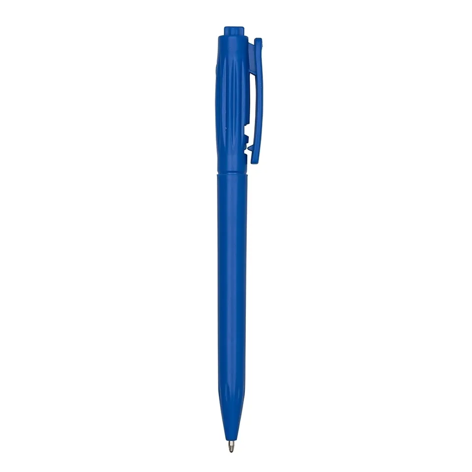 Caneta plástica personalizada com tinta preta na cor azul